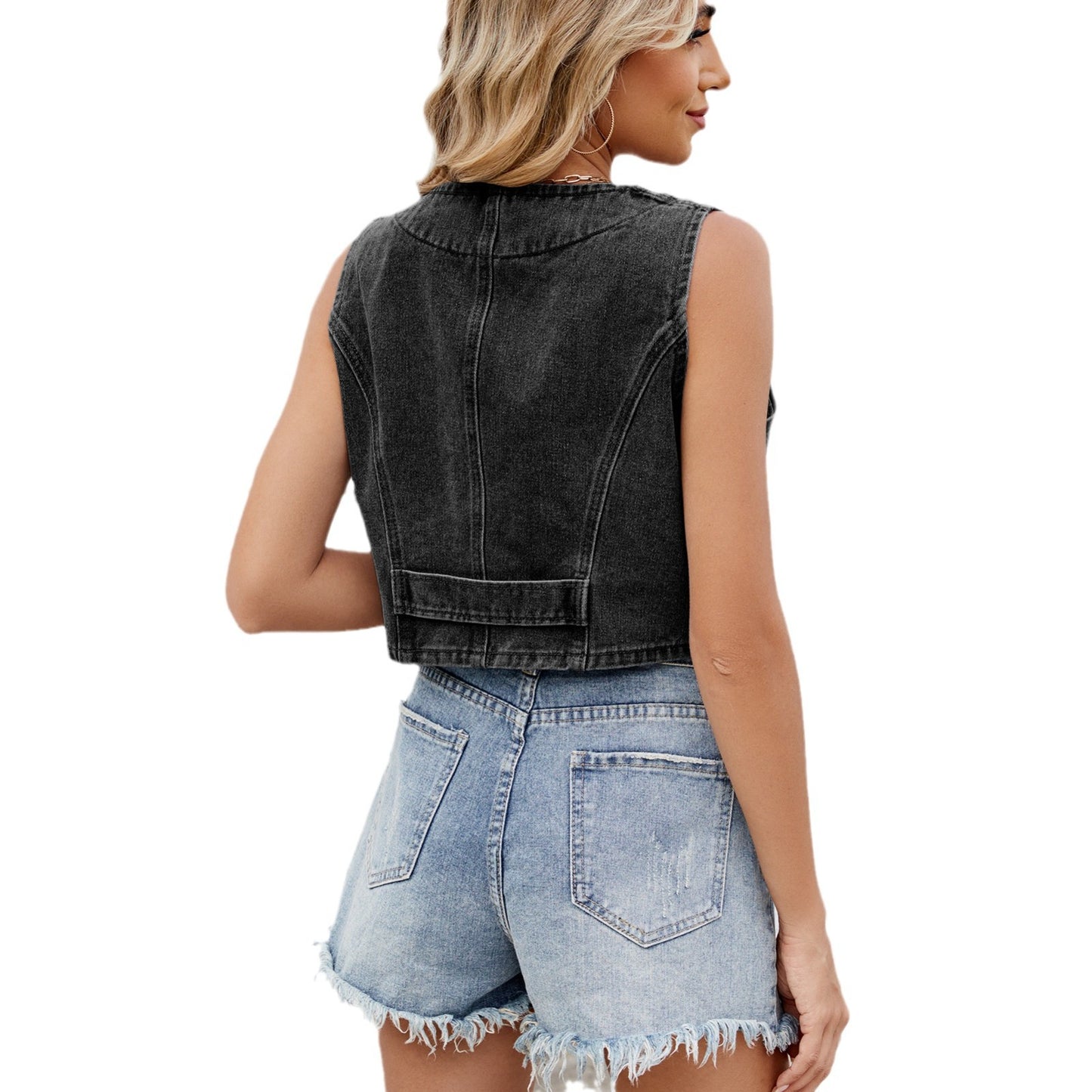 Women's Stylish Attractive Washed Denim Hot Vests