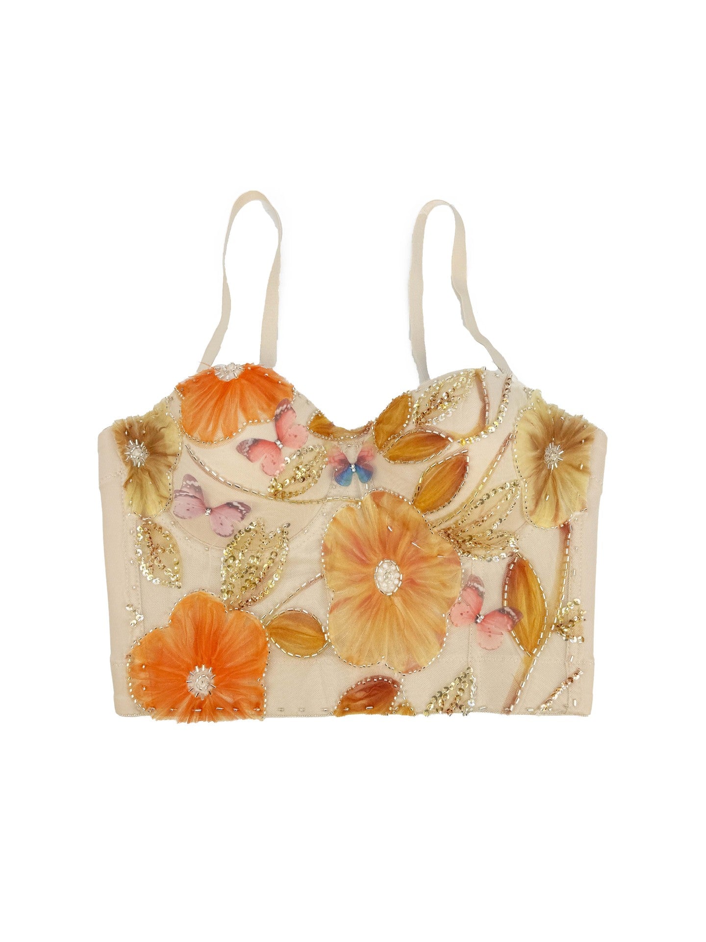 Floral Embroidered Fishbone Corset Sexy Inner Tops