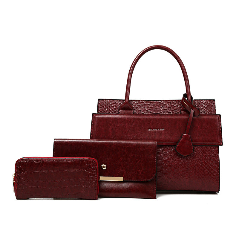 Women's Urban Simple Crocodile Pattern Embossed Portable Handbags