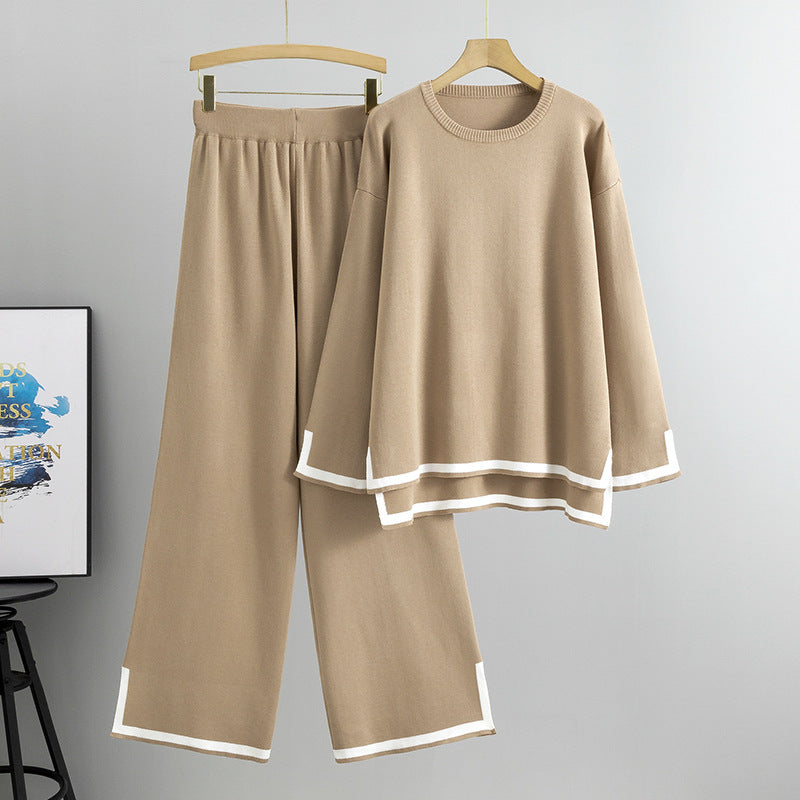 Women's Knitting Long Sleeve Split Two-piece Suits
