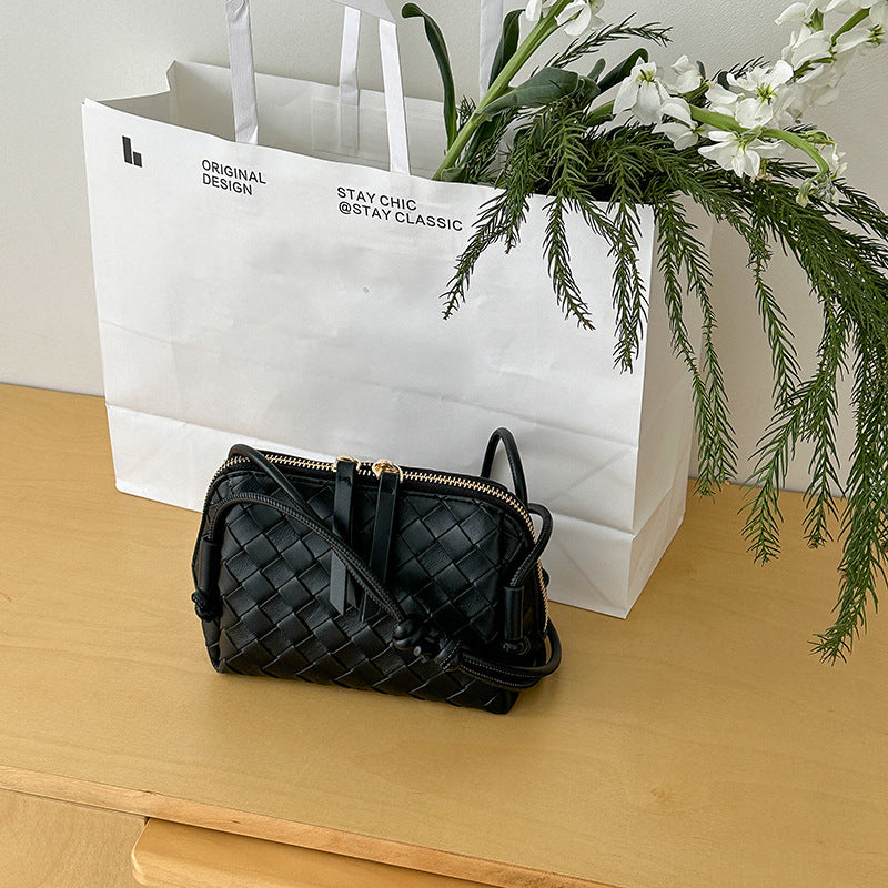 Women's Macaron Color Series Soft Woven Niche Shoulder Bags