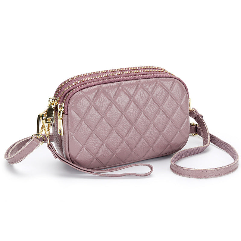 Women's Summer Genuine Leather Rhombus Simple First Crossbody Bags