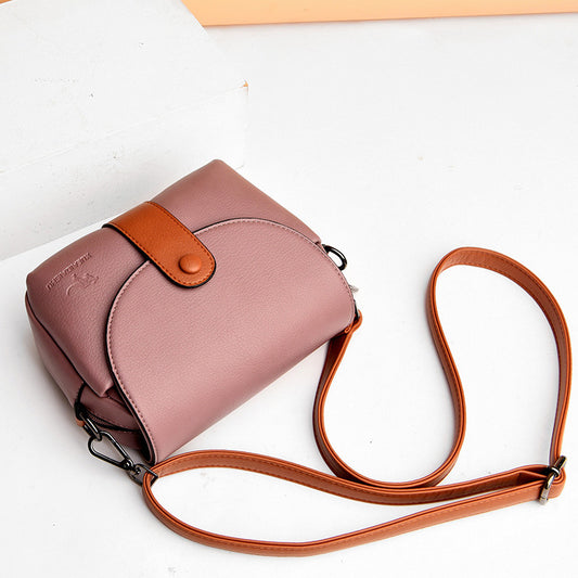 Women's Mini Simple Fashion Contrast Color Round Shoulder Bags