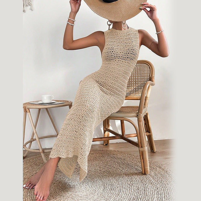 Seaside Beach Dress Knitted Long Sling Dresses