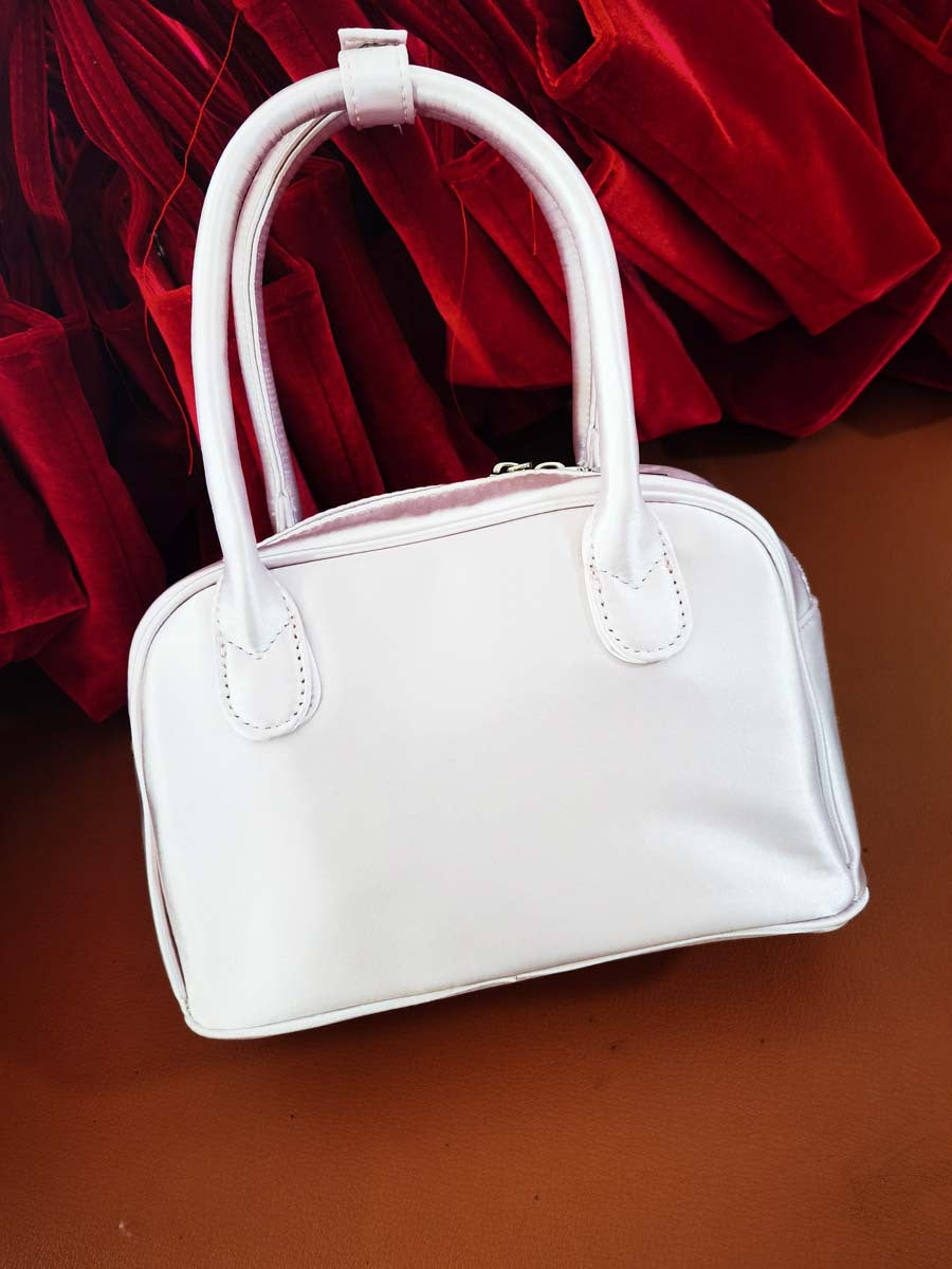 Niche Satin Pink Ballet Style Bowling Handbags