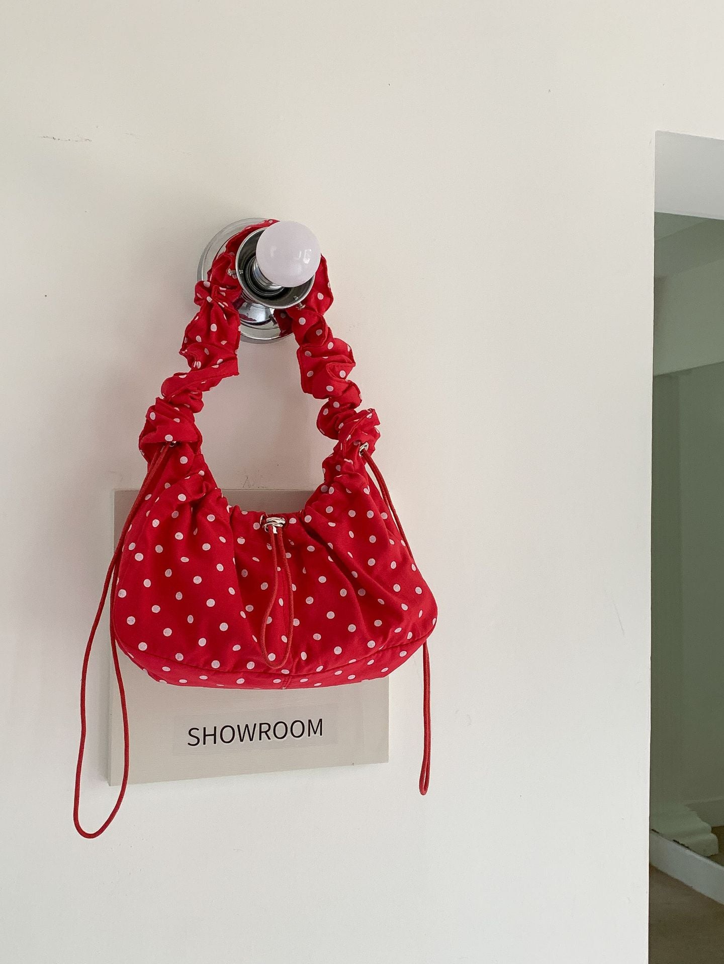 Women's Korean Style Polka Dot Fresh Drawstring Small Square Bags