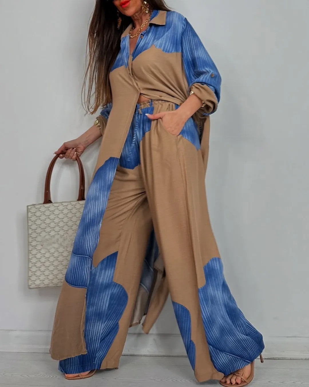 Women's Spring Fashion Casual Multicolor Loose Shirt Suits