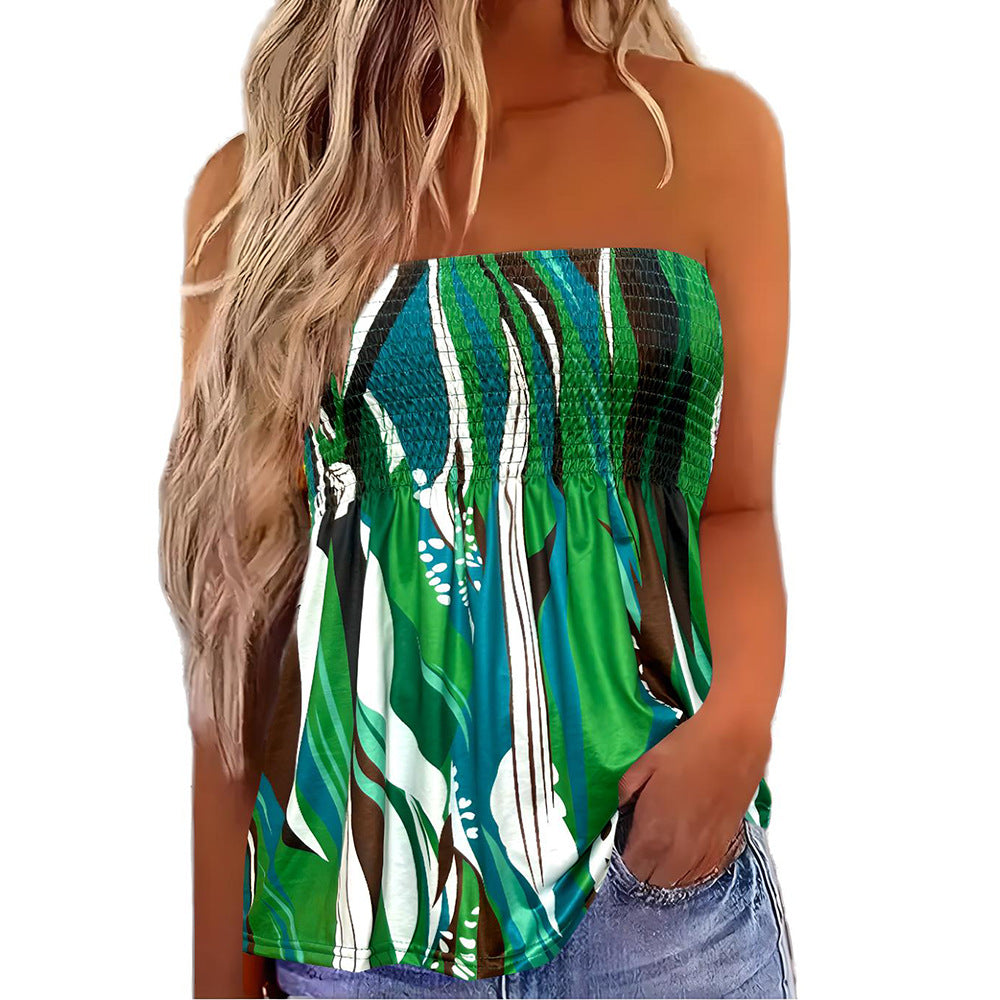 Summer Beach Floral Tube Bohemian Strapless Tops