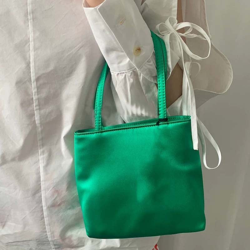 Women's Satin Color Matching Chessboard Plaid Underarm Armpit Bags
