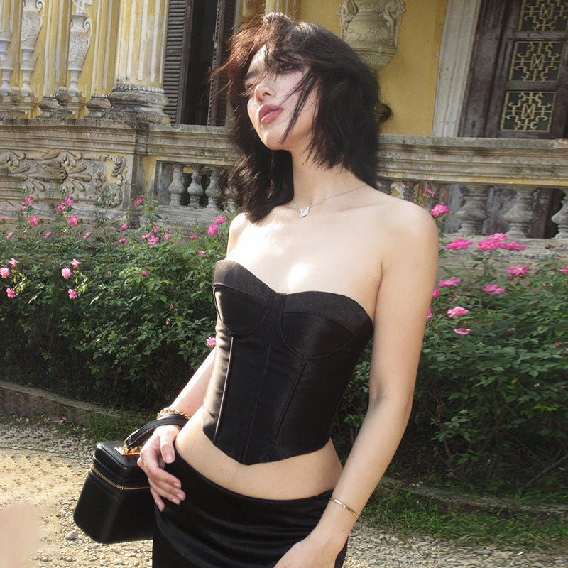 Satin Waist Female Niche Summer Fashion Tops