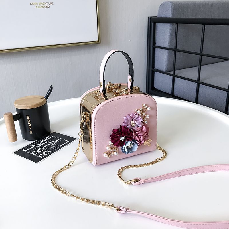 Women's Korean Style Pearl Flower Dinner Clutch Shoulder Bags