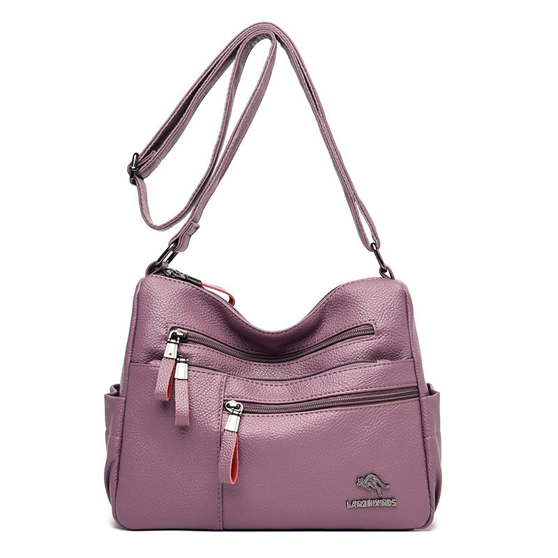Women's Mom Soft Leather Versatile Large Capacity Crossbody Bags