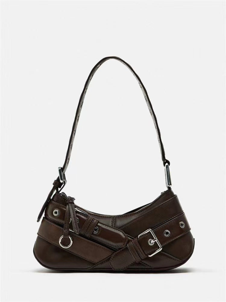 Women's Retro Underarm Motorcycle Waistband Fashion Baguette Armpit Bags