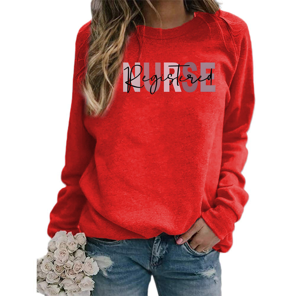 Women's Printed Round Neck Versatile Casual Loose Sweaters