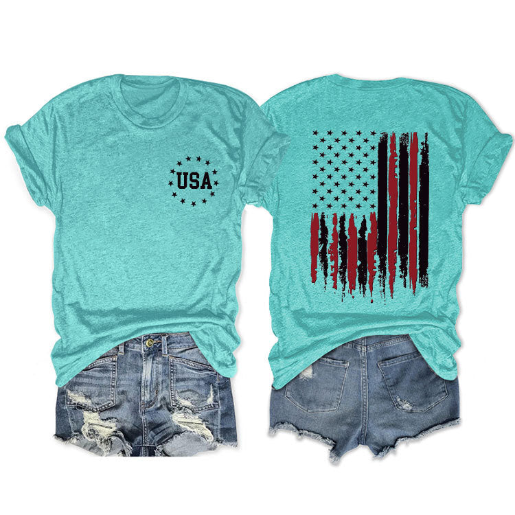 Women's Flag Summer Sleeve Fashion T-shirt Blouses
