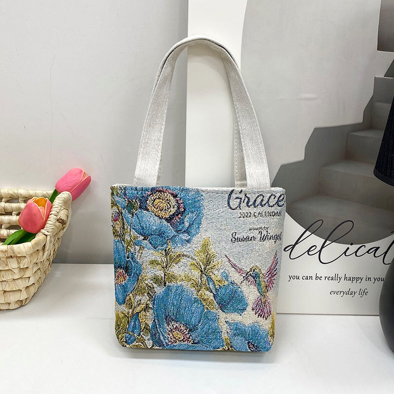 Women's Ethnic Style Elephant Embroidery Woven Flower One Women's Shoulder Bag