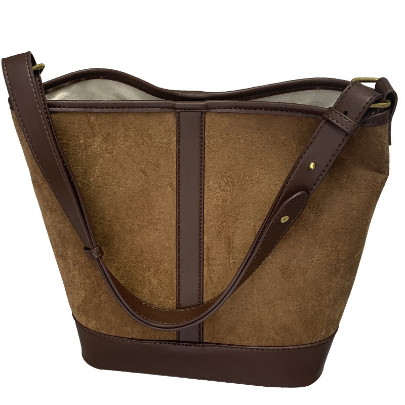 Women's Retro Large Capacity Suede Stitching Underarm Shoulder Bags