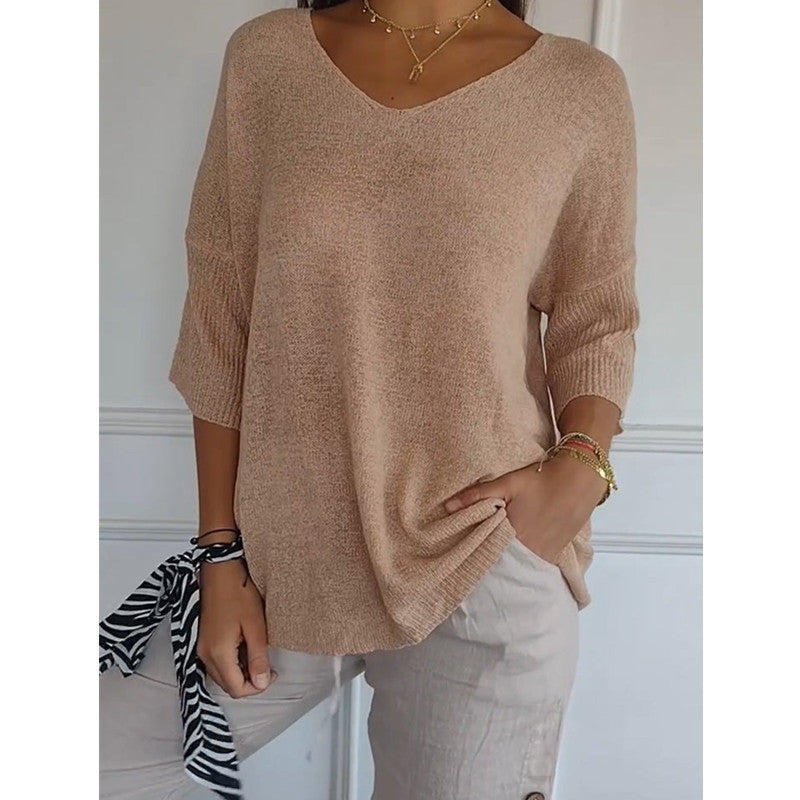 Women's Basic Style Slimming Sleeve Solid Color Sweaters