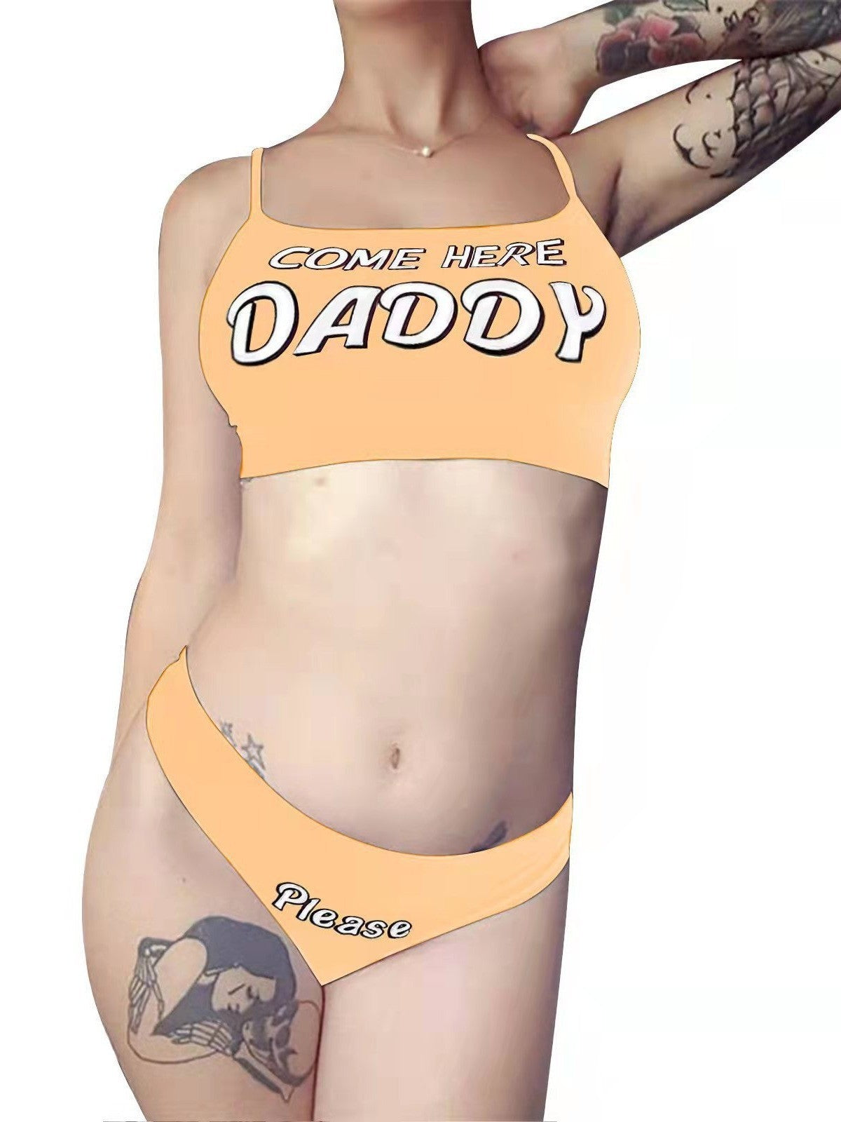 Women's Fashion Letters Printed Sexy Tight Braces Suits