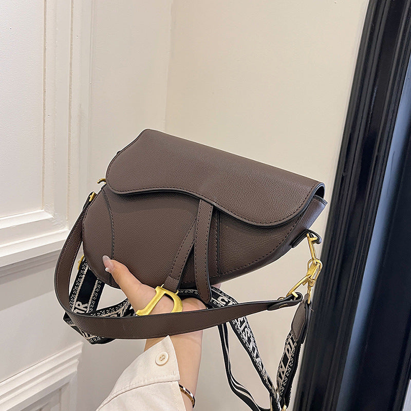 Women's Palm Print Letter Underarm Saddle High Crossbody Bags