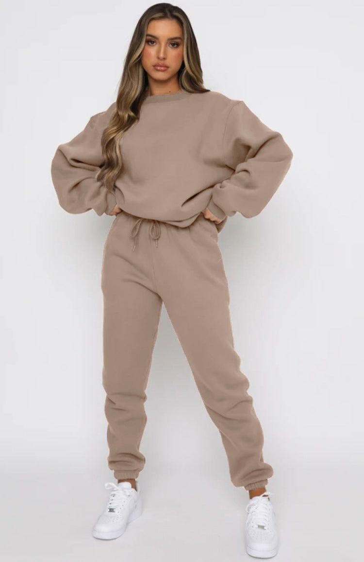 Women's Solid Color Round Neck Pullover Fashion Suits