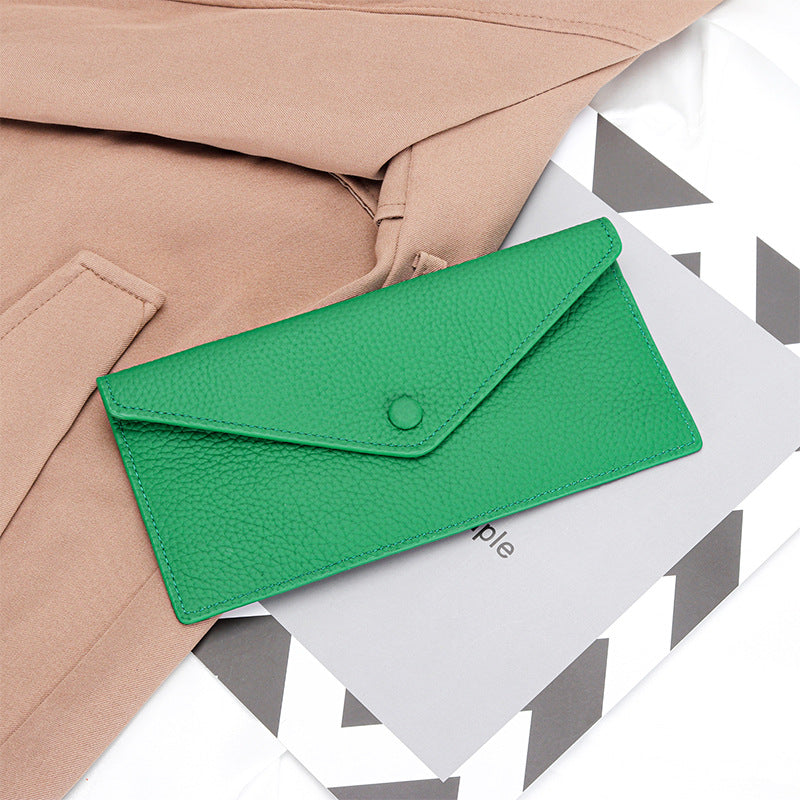 Women's Real Leather Long Large Capacity Pure Card Holder