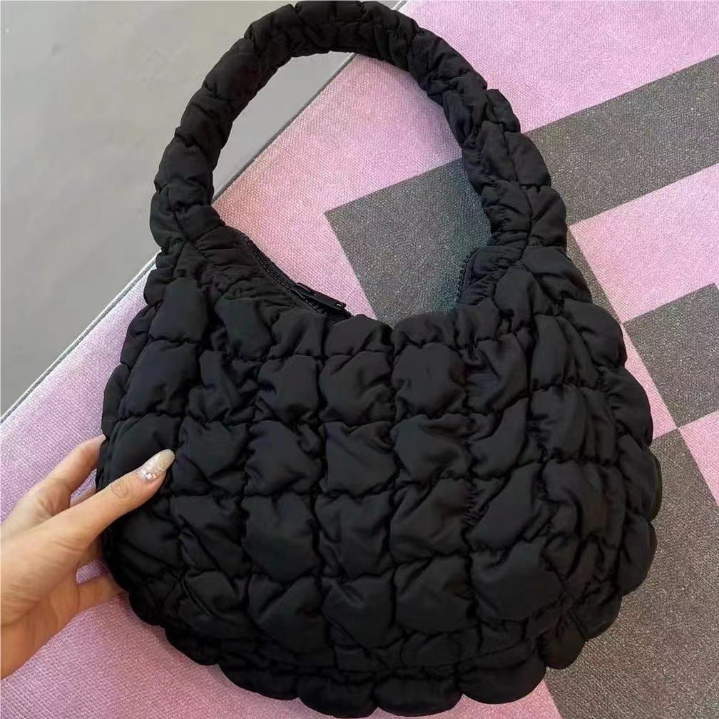 Women's Pleated Cloud Niche Plaid Bubble Down Shoulder Bags