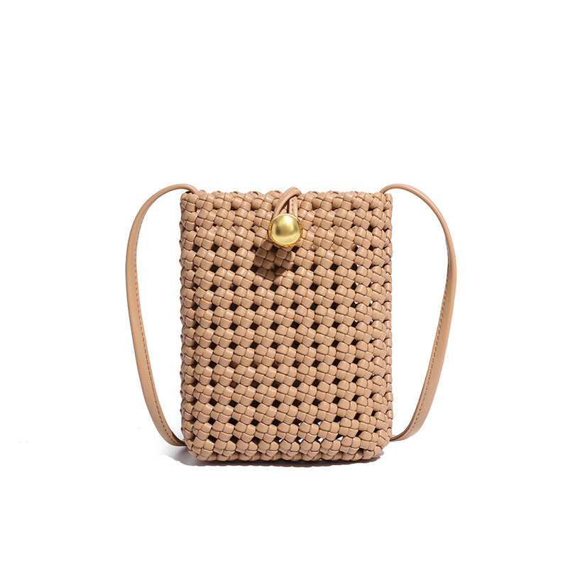 Women's Niche Fashion Hand-woven Hollow Mobile Crossbody Bags