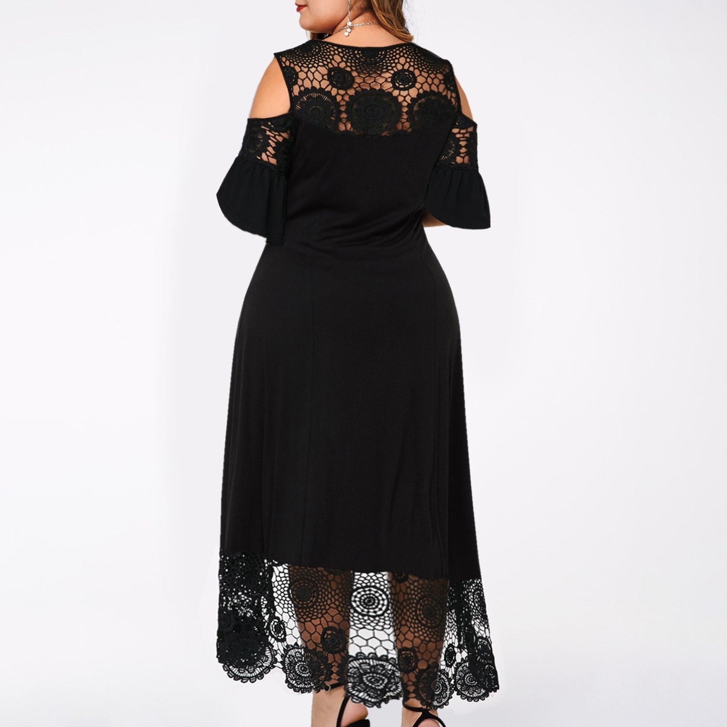 Color Chest Wrap Lace High Waist Dresses