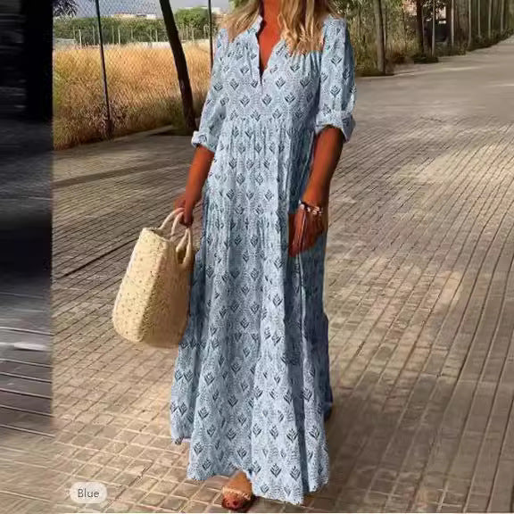 Beautiful Lady Retro Standing Collar Fashion Loose Plus Size