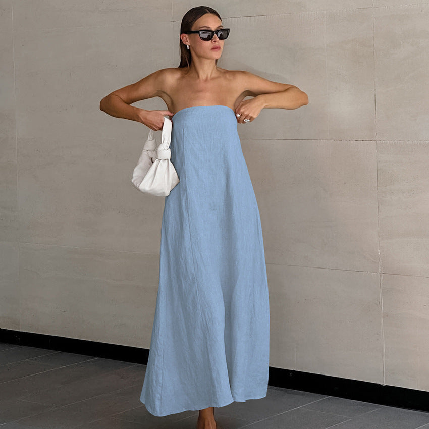 Women's Unique Design Simple Dress Slim Fit Graceful Tube Dresses
