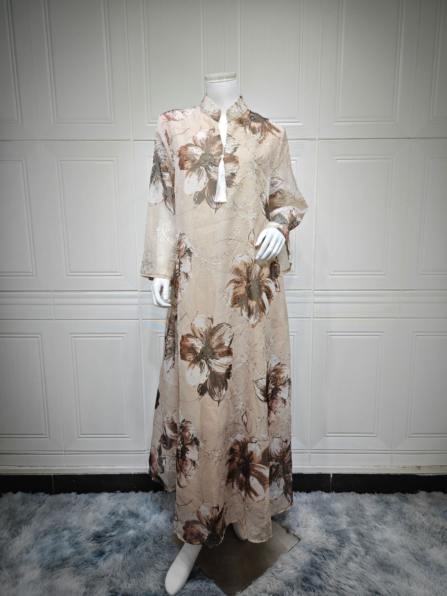 Women's Fashion Dress Arab Muslim Print Embroidered Clothing