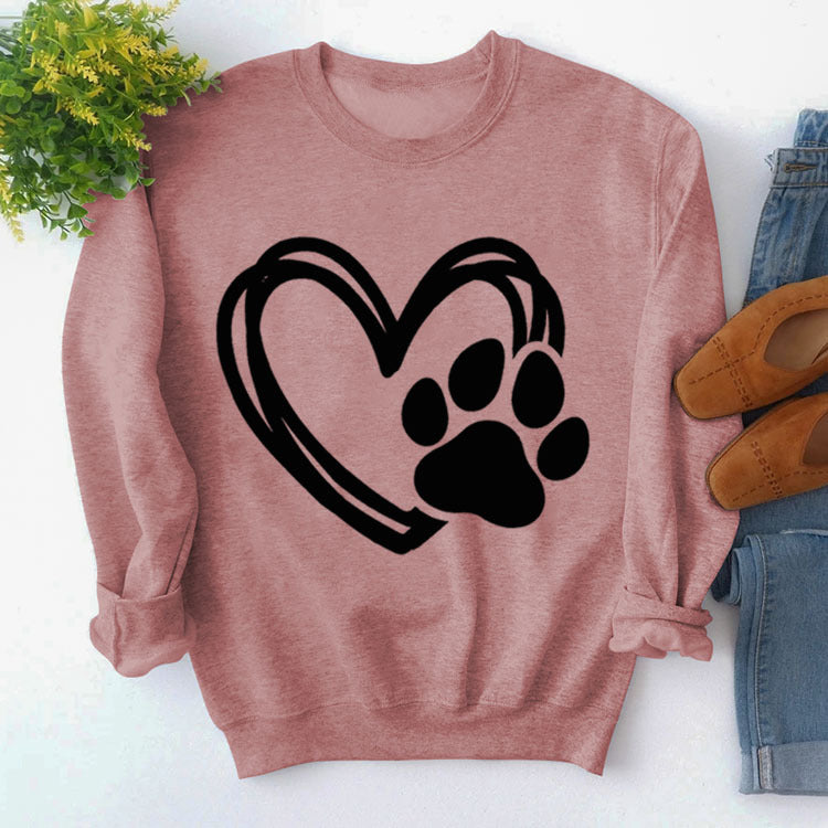 Pullover Round Neck Simple Long Sleeve Printed Sweaters