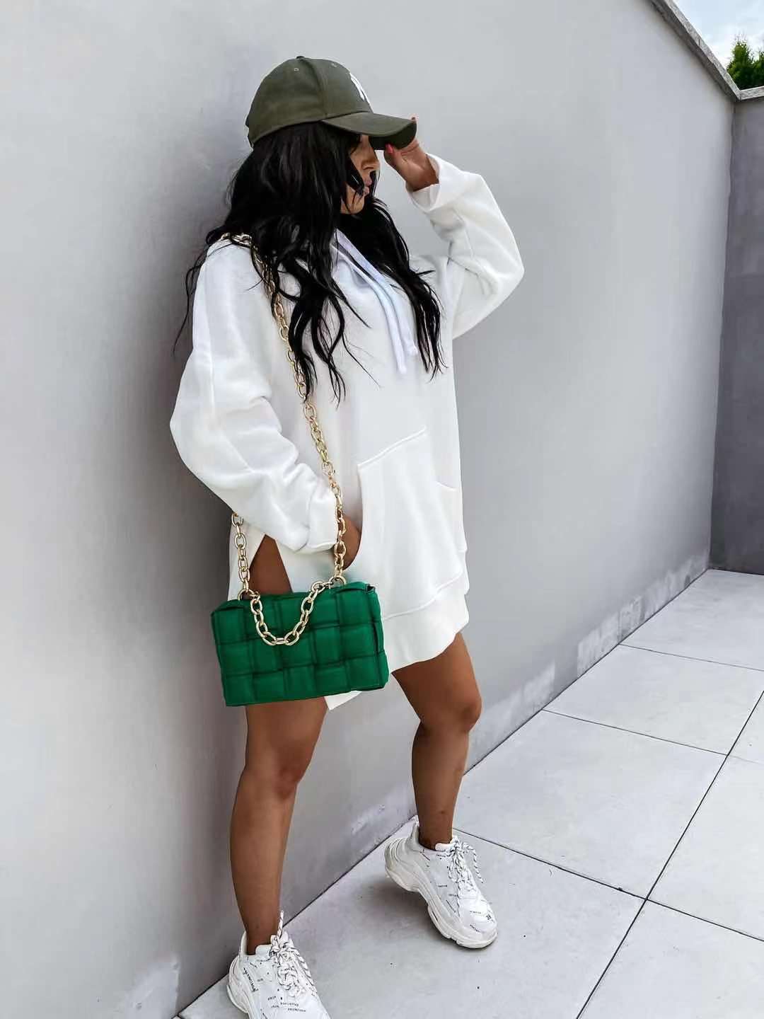 Women's Innovative Solid Color Hooded Mid-length Sweaters