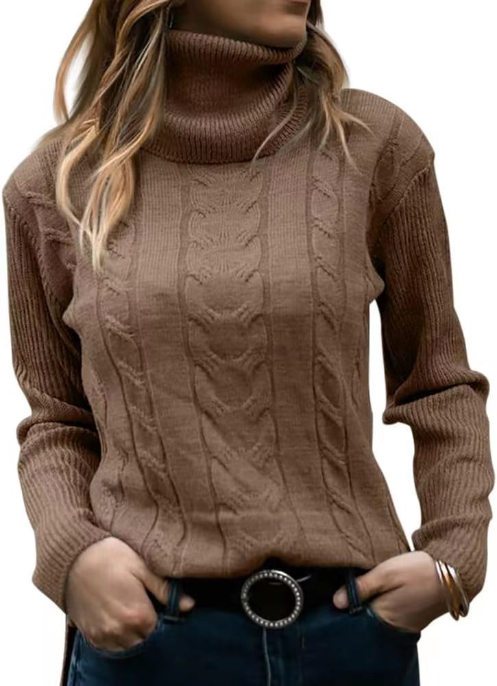 Women's Solid Color Turtleneck Retro Long Sleeve Sweaters