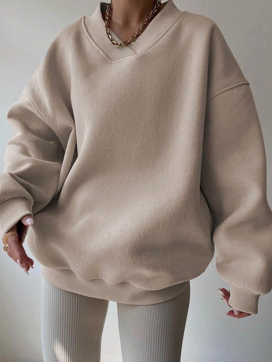Women's Color Long Sleeve Crew Neck Loose Sweaters