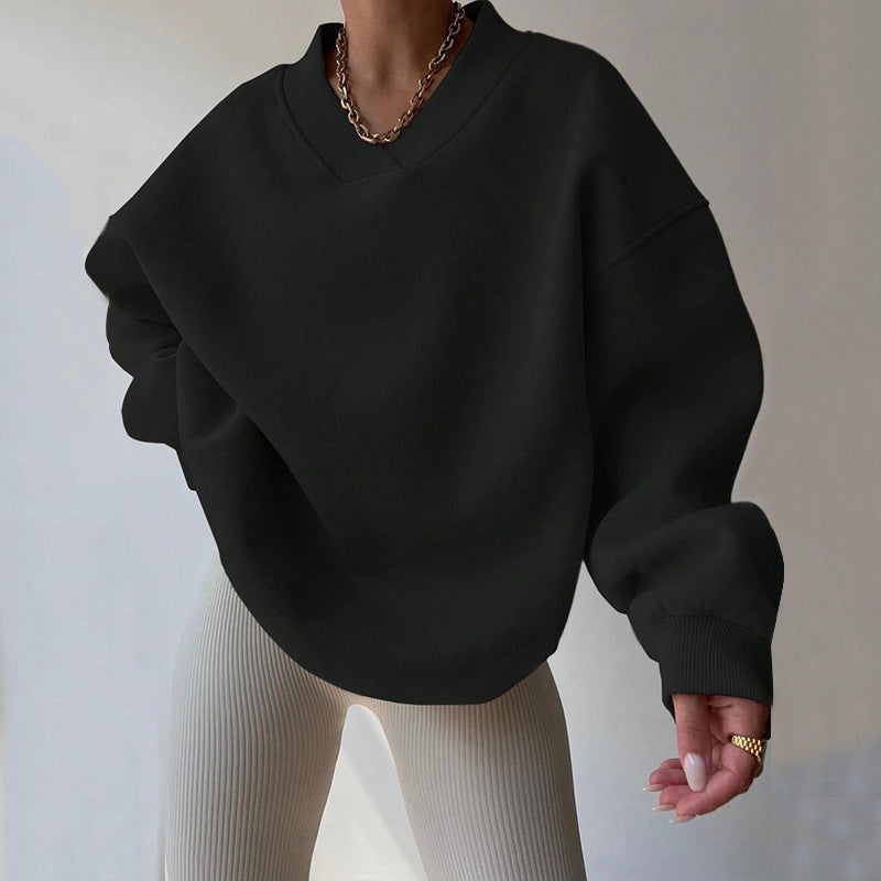 Women's Color Long Sleeve Crew Neck Loose Sweaters