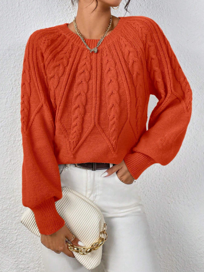 Women's Pullover Round Neck Knitted Long Sleeve Sweaters
