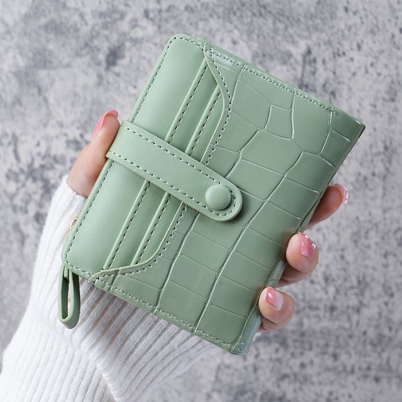 Women's Stone Crocodile Short Korean Style Zipper Ladies Wallet