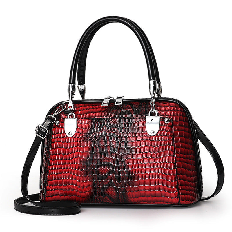 Women's Snakeskin Pattern Portable Large Capacity Elegant Handbags