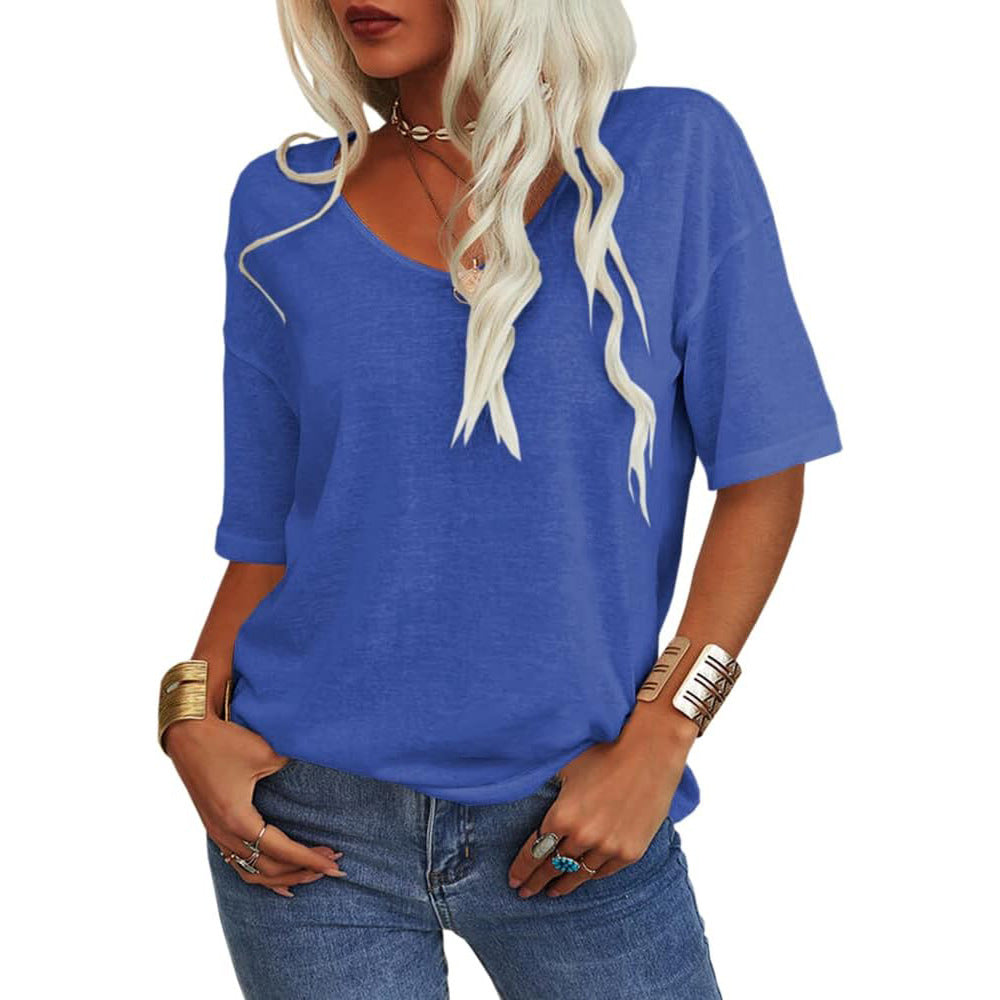 Women's Half Sleeve Loose Shirt Casual Solid Tops
