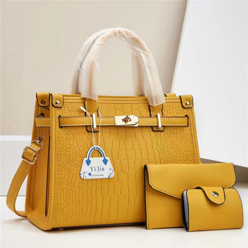 Women's Stone Pattern Mother Solid Color Trendy Small Square Bags