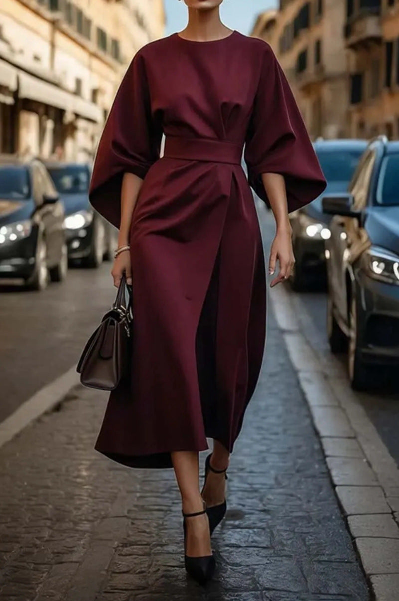 Women's Elegant Solid Color Waist Tight Dress Casual Dresses