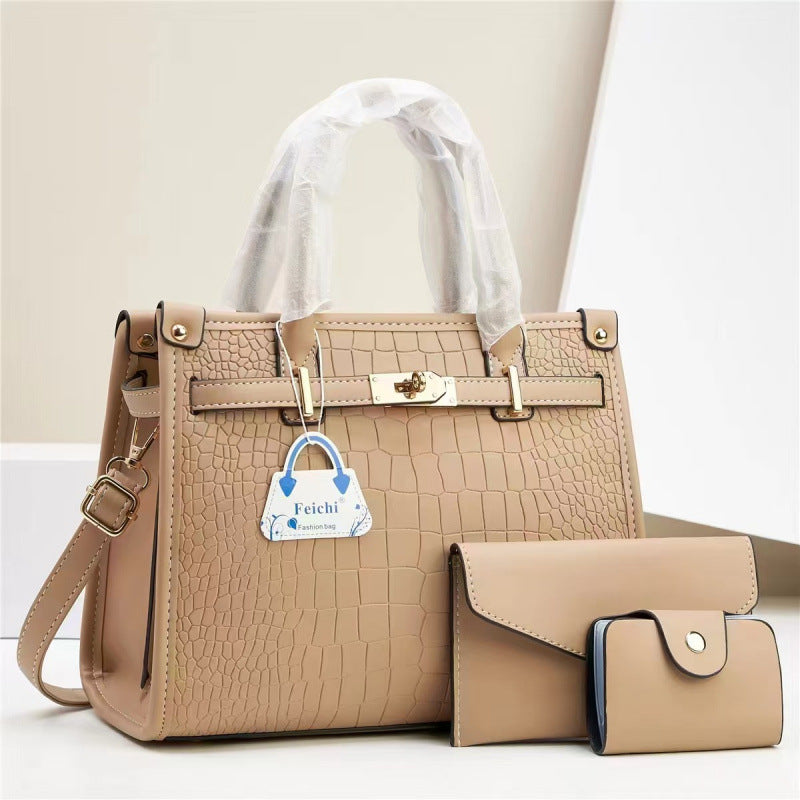 Women's Stone Pattern Mother Solid Color Trendy Small Square Bags
