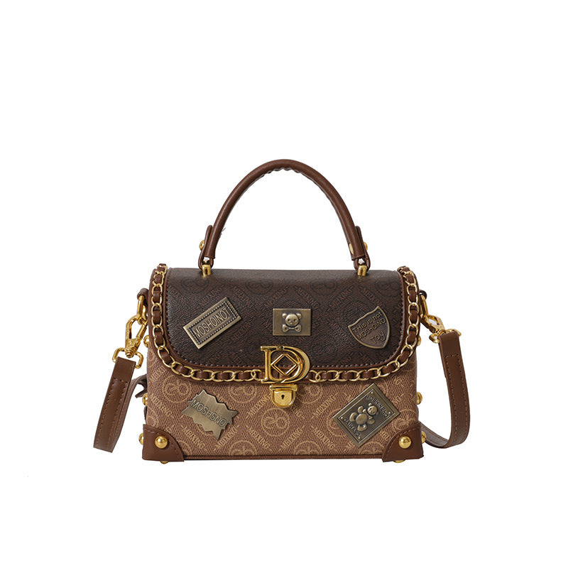 Women's Style Advanced Texture Design Badge Trendy Small Square Bags