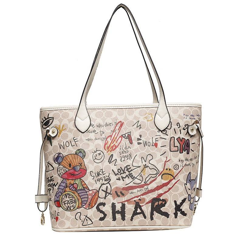 Women's Printed Bear Iti Spring Versatile Large Crossbody Bags
