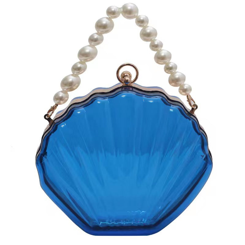 Women's Transparent Shell Box Western Style Pearl Shoulder Bags