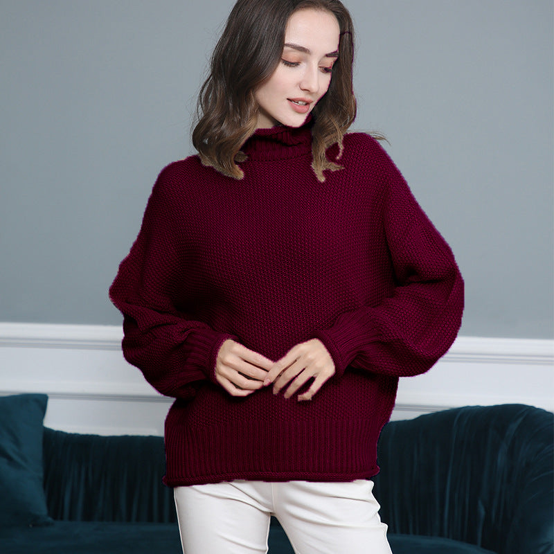 Women's Fashion Casual Long Sleeve Turtleneck Solid Sweaters
