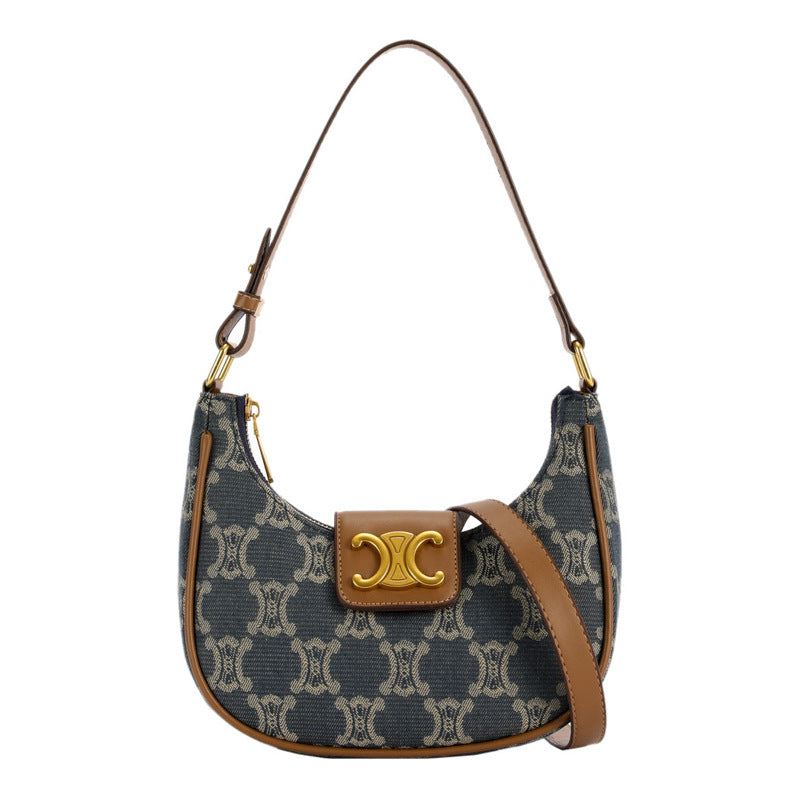 Arc Denim Underarm Selenodont Retro Crescent-shaped Bags