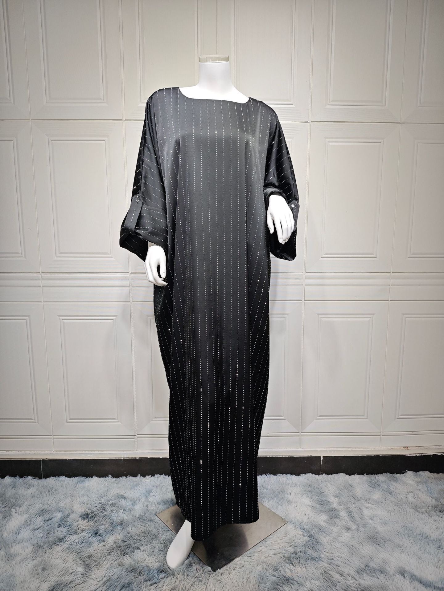 Women's Elegant Long Sleeve Dress Rhinestone Craft Clothing